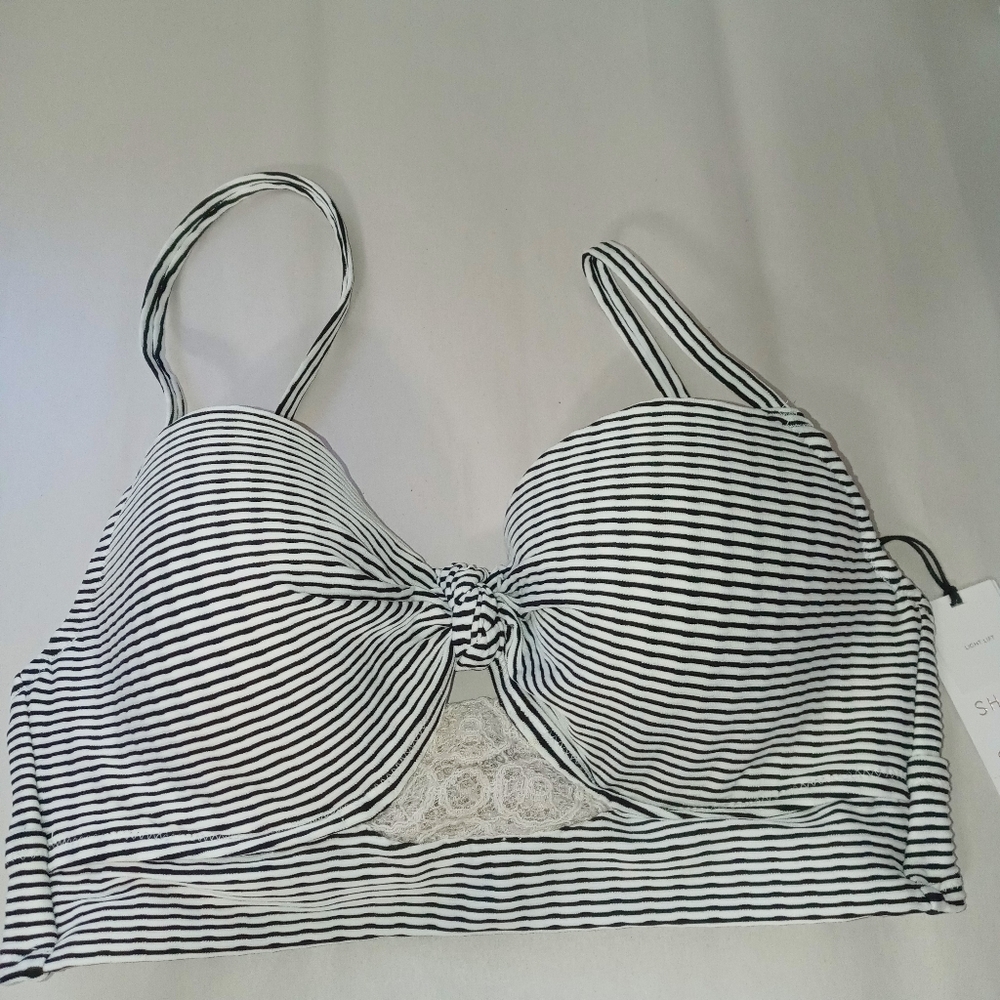 Shade & Shore Black/White Striped push up bikini top Lacey Middle